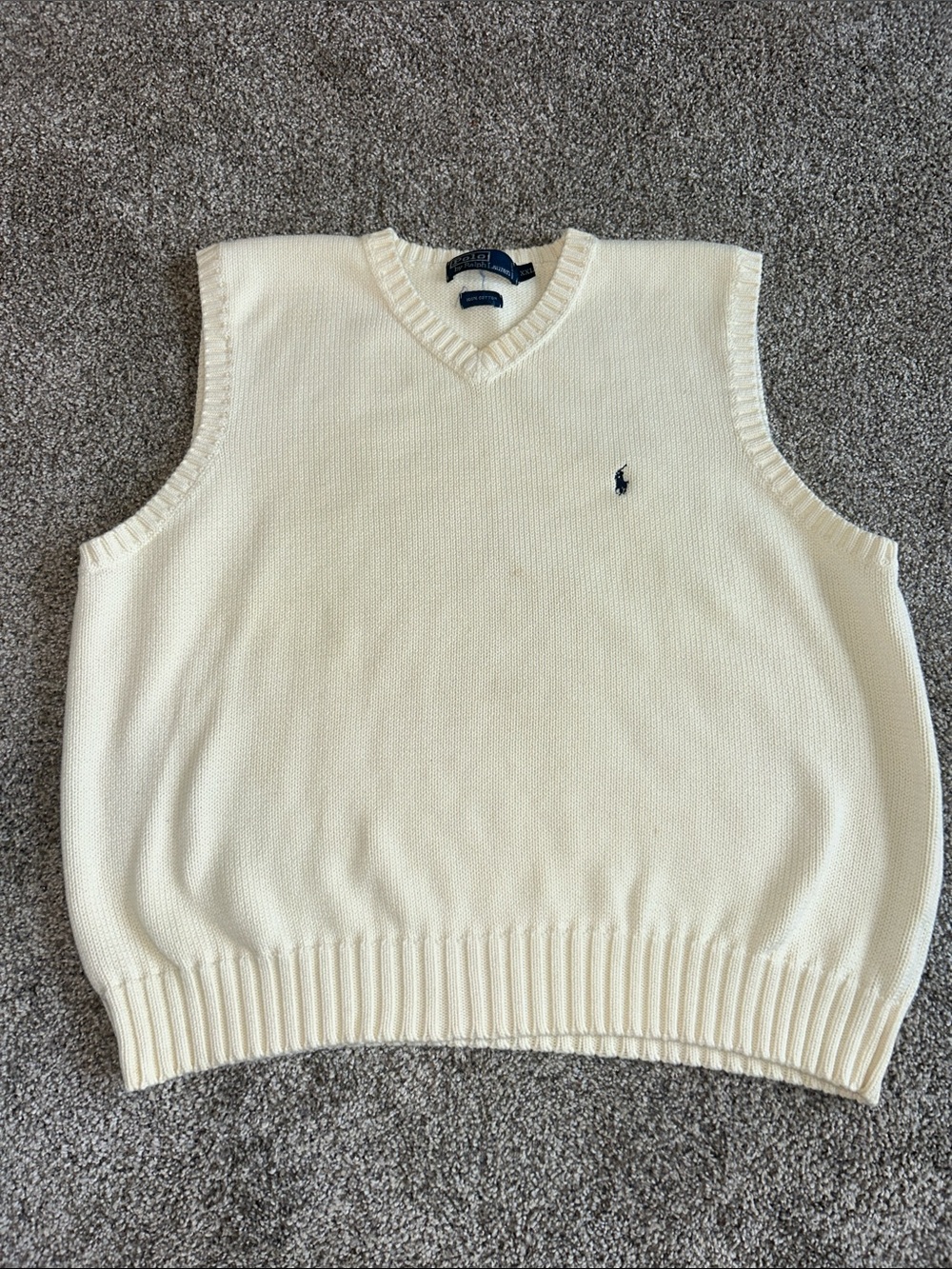 Vintage Polo by Ralph Lauren Ivory V-Neck Sweater Vest